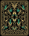 Art Nouveau Black Gold Floral Pattern Rug