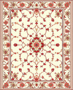 Intricate Floral Scrollwork Cream Rug