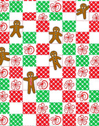 Festive Gingerbread Man Checkered Holly Rug