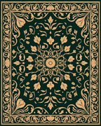 Elegant Leaf and Floral Pattern Rug