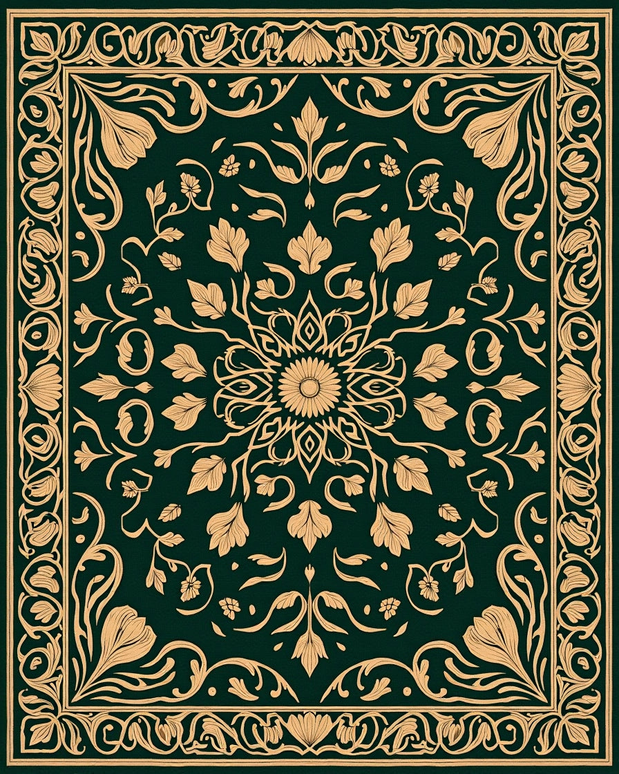 Elegant Leaf and Floral Pattern Rug