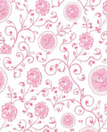 Pink Floral Vine Pattern Rug