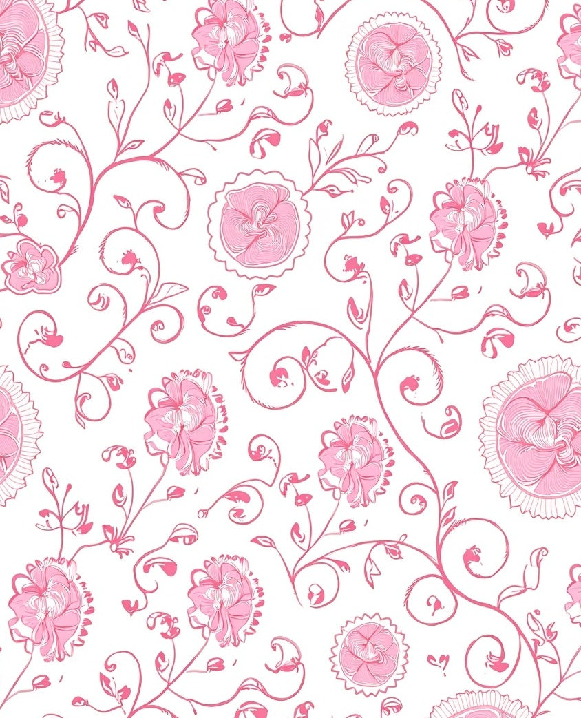 Pink Floral Vine Pattern Rug