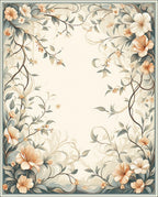 Elegant Floral Vines Border Design Rug