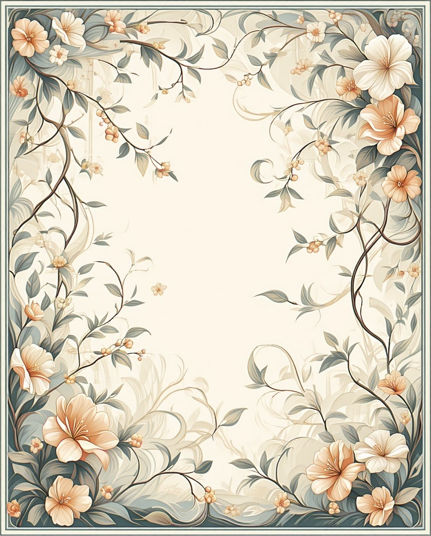 Elegant Floral Vines Border Design Rug