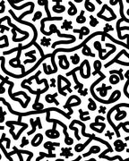 Abstract Black White Graffiti Design Rug
