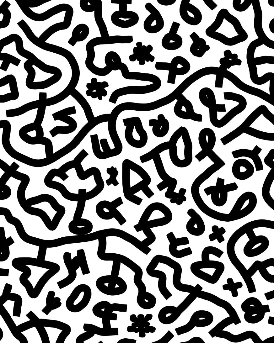 Abstract Black White Graffiti Design Rug
