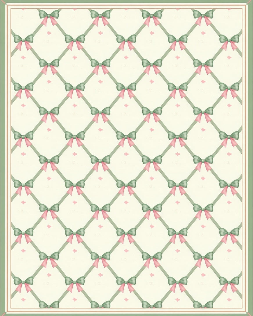 Pastel Bows Lattice Pattern Rug