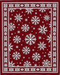 Deep Red Snowflake Border Rug