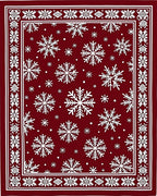 Deep Red Snowflake Border Rug
