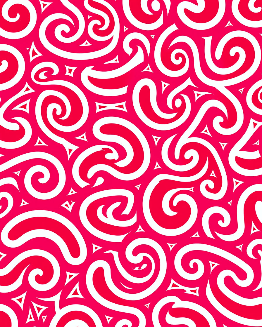 Bold Crimson Swirls with Triangles Rug