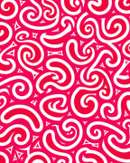 Bold Crimson Swirls with Triangles Rug