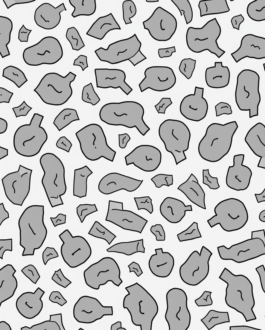 Abstract Grey Irregular Forms Pattern Rug