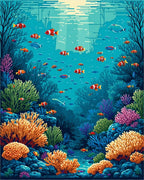 Vibrant Coral Reef Fish Scene Rug