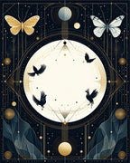 Celestial Birds and Butterflies Art Deco Rug