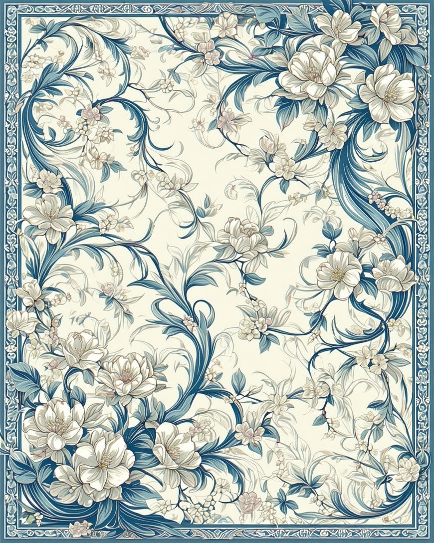 Elegant Floral Swirls Pattern Rug
