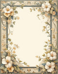Cream Floral Vine Patterned Rug