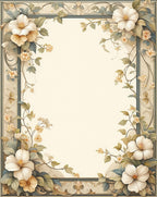 Cream Floral Vine Patterned Rug