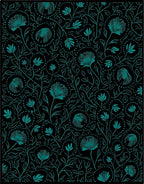 Teal Floral Vine Pattern Rug