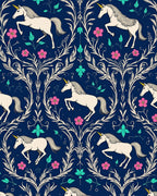 Grounded Unicorn Floral Navy Rug