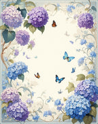 Floral Hydrangea Butterfly Painting Rug