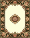 Intricate Floral Border Medallion Design Rug