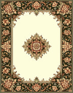 Intricate Floral Border Medallion Design Rug