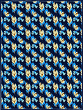 Abstract Blue Yellow Leaf Pattern Rug