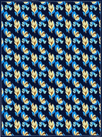 Abstract Blue Yellow Leaf Pattern Rug