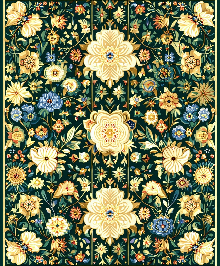 Ornate Floral Patterned Tapestry Rug
