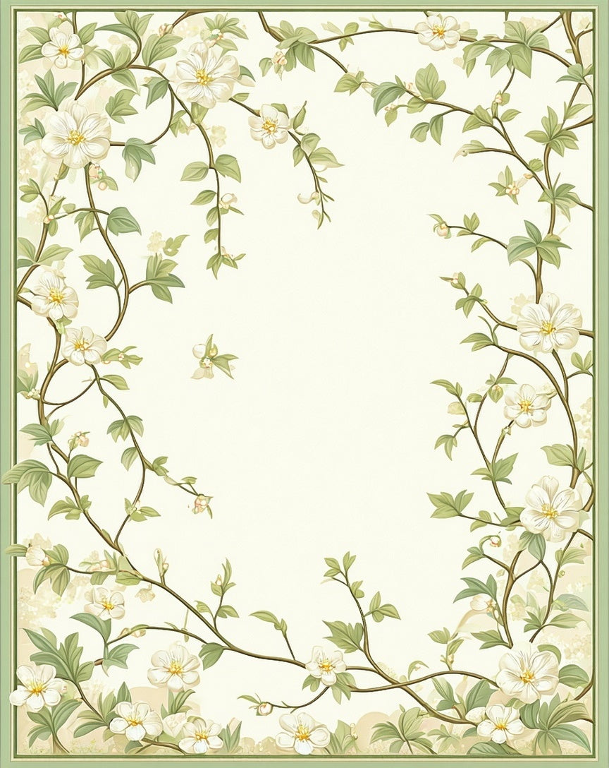 Cream Floral Vine Pattern Rug
