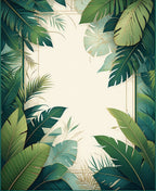 Lush Green Tropical Leaf Pattern Rug