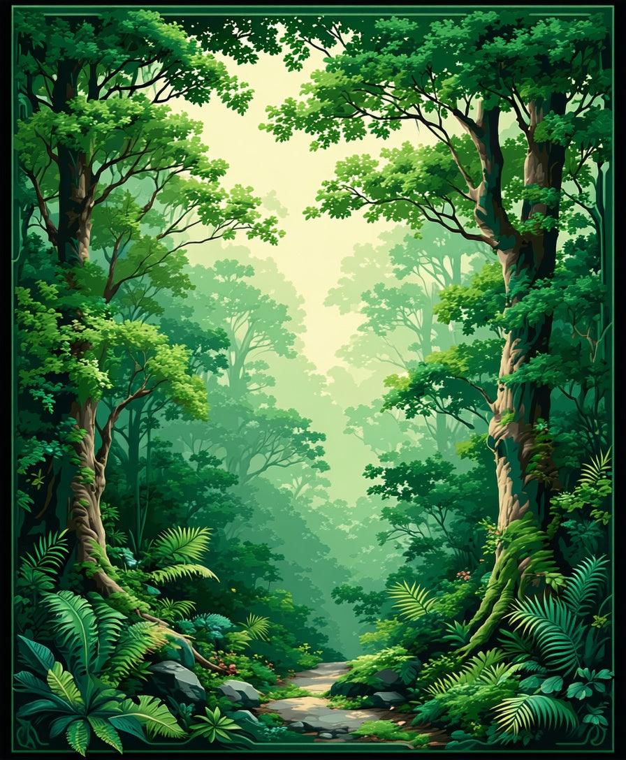 Lush Forest Path Greenery Rug