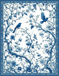 Blue Floral Bird Nature Pattern Rug