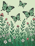 Mint Butterflies Amongst Greenery Rug