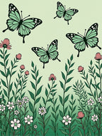 Mint Butterflies Amongst Greenery Rug
