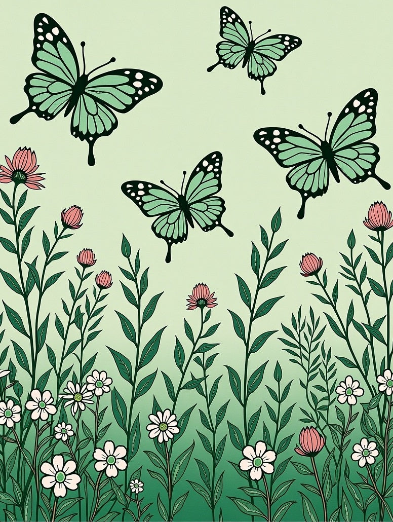 Mint Butterflies Amongst Greenery Rug