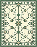 Elegant Green Floral Scrollwork Rug