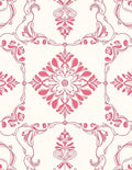 Classic Pink Floral Damask Rug