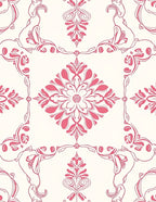Classic Pink Floral Damask Rug