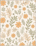 Botanical Leaf and Flower Pattern Rug