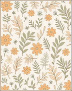 Botanical Leaf and Flower Pattern Rug