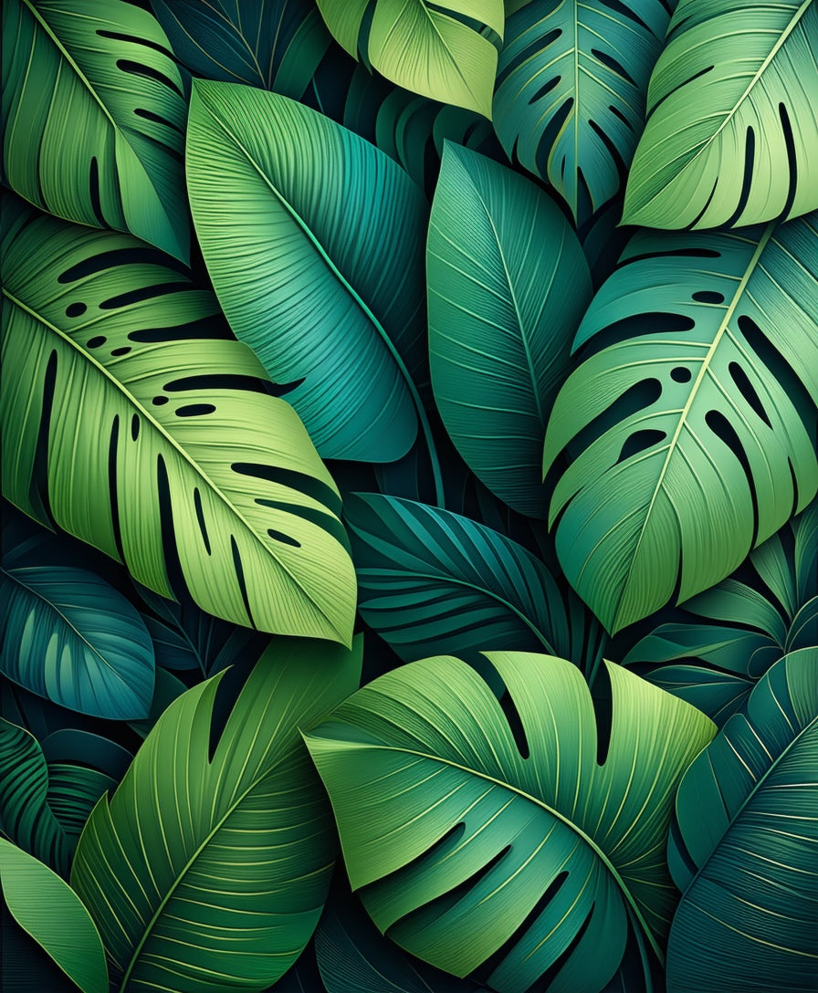 Verdant Tropical Leaf Pattern Rug