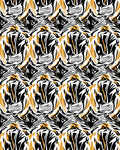 Abstract Black Gold Geometric Pattern Rug