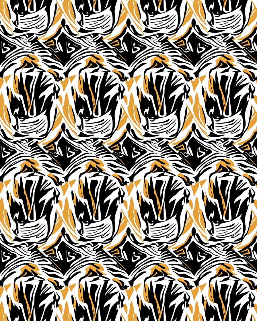Abstract Black Gold Geometric Pattern Rug