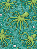 Whimsical Green Octopus Pattern Rug