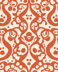 Ornate Skull Paw Print Pattern Rug