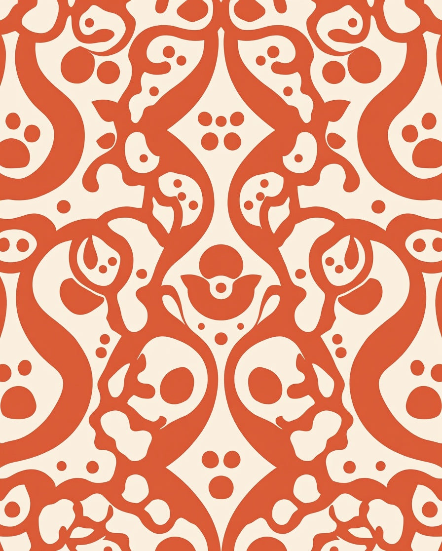 Ornate Skull Paw Print Pattern Rug