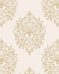 Ornate Swirls Gold Damask Pattern Rug