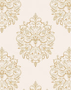 Ornate Swirls Gold Damask Pattern Rug